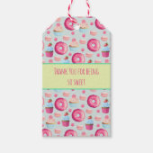 Zoete donuts macarons en cupcakes dank u cadeaulabel (Voorkant)