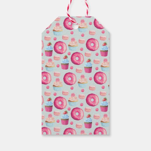 Zoete donuts macarons en cupcakes dank u cadeaulabel (Achterkant)