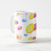 Zoete donuts met kleurrijk glazen patroon koffiemok (Voorkant links)