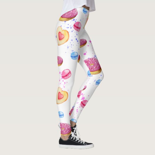 Zoete donuts met kleurrijk glazen patroon leggings (Rechts)