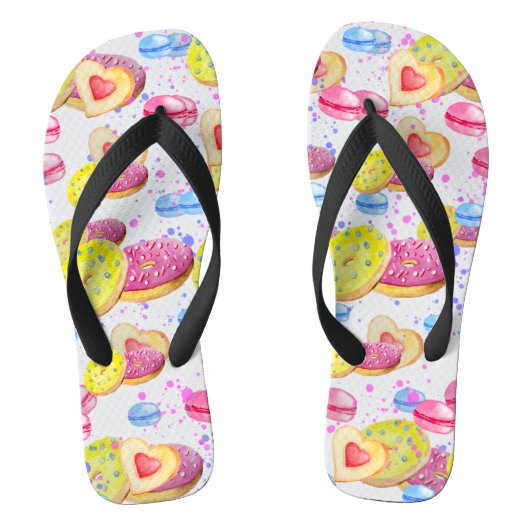 Zoete donuts met kleurrijk glazen patroon teenslippers (Voetbed)