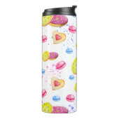 Zoete donuts met kleurrijk glazen patroon thermosbeker (Gedraaid links)