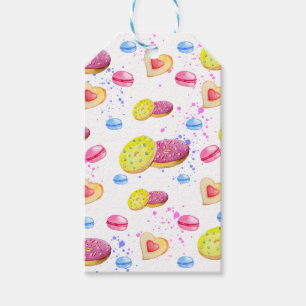 Zoete donuts met kleurrijke glazen cadeaulabel