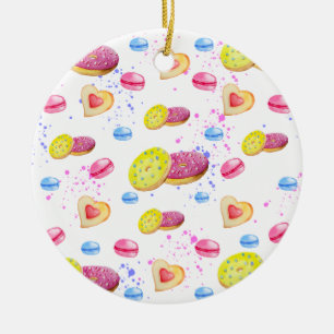 Zoete donuts met kleurrijke glazen keramisch ornament