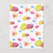 Zoete donuts met kleurrijke glazuur keramiek ornam briefkaart (Voorkant)