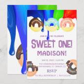 zoete donuts, regenboogkleuren, zoete eerste verja kaart (Voorkant / Achterkant)