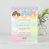 zoete donuts, regenboogkleuren, zoete eerste verja kaart (Staand voorkant)