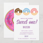 zoete donuts, regenboogkleuren, zoete eerste verja kaart (Voorkant / Achterkant)