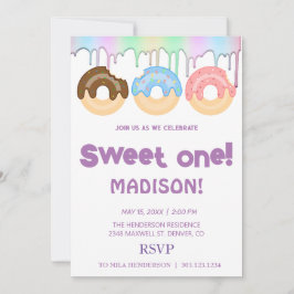 zoete donuts, regenboogkleuren, zoete eerste verja kaart