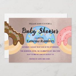 Zoete donuts, roos gouden baby cadeau kaart