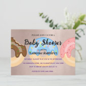 Zoete donuts, roze gouden babycadeau kaart (Staand voorkant)