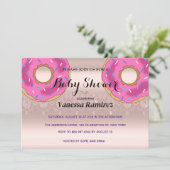 Zoete donuts, roze gouden babycadeau kaart (Staand voorkant)