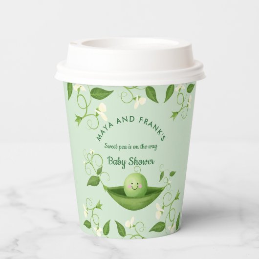 Zoete doperwt in een pod-Baby shower papierbekertj Papieren Bekers (Achterkant)