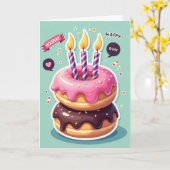 Zoete Doughnut Verjaardagskaart Kaart (Gele Bloem)