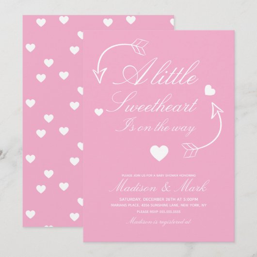 Zoete Drijven Hartjes Baby Shower Kaart (Voorkant / Achterkant)