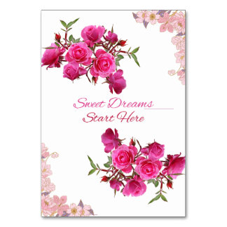 Zoete Dromen Beginnen Hier Roze Tafelkaart Kaart