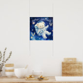 Zoete Dromen Blauwe Astronaut Teddy Kraamkamer Pos Poster (Keuken)