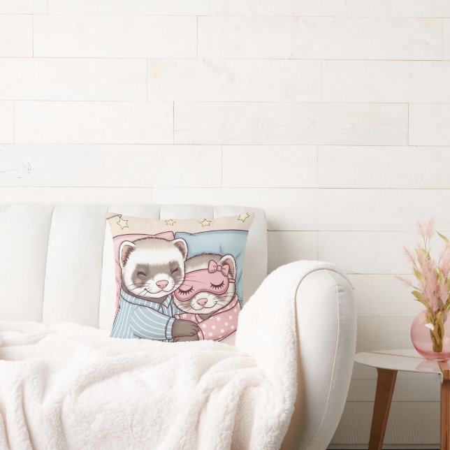 Zoete Dromen Fret Koppel Cute Pyjama  Kussen (Bank)