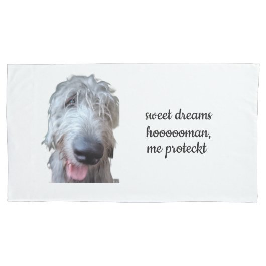 Zoete dromen Hoooooman Ierse Wolfshond kussensloop (Voorkant)