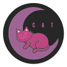Zoete Dromen Kat op Halvemaan Sticker