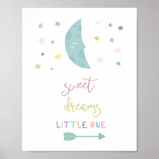 zoete dromen kleine maan begint kinderkamer decor poster (Voorkant)