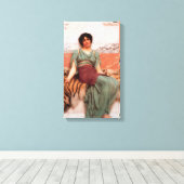 Zoete dromen (Mooie Romeinse vrouw op tijgerhuid) Canvas Afdruk (Insitu (Houten vloer))