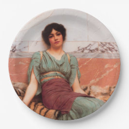Zoete dromen (Mooie Romeinse vrouw op tijgerhuid) Papieren Bordje