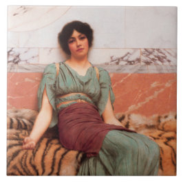 Zoete dromen (Mooie Romeinse vrouw op tijgerhuid) Tegeltje