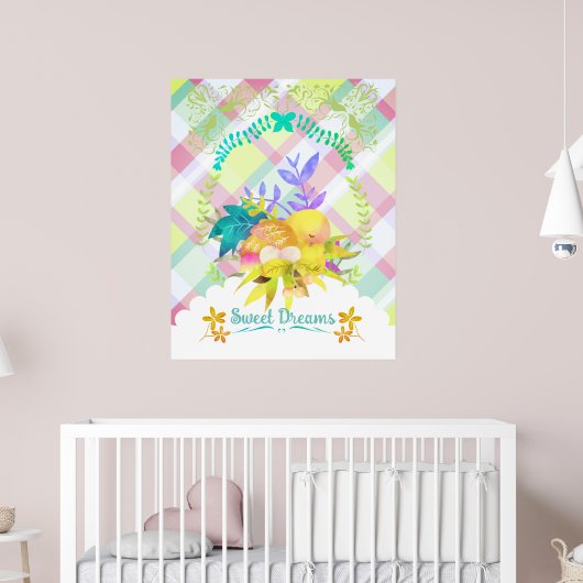 Zoete Dromen Nestelende Vogel. Poster (Kinderkamer 2)