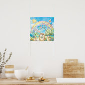 Zoete Dromen Regenboog Egeltje & Konijnen Slaapkam Poster (Keuken)