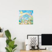 Zoete Dromen Regenboog Egeltje & Konijnen Slaapkam Poster (Thuiskantoor)