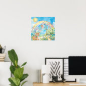 Zoete Dromen Regenboog Hert & Konijn Slaapkamer Poster (Thuiskantoor)
