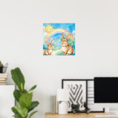 Zoete Dromen Regenboog Slaap Mussen Kinderkamer  Poster (Thuiskantoor)