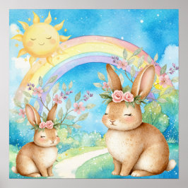 Zoete Dromen Regenboog Slaap Mussen Kinderkamer  Poster
