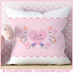 Zoete Dromen Roze Gingham Meisjes Babykamer Kussen