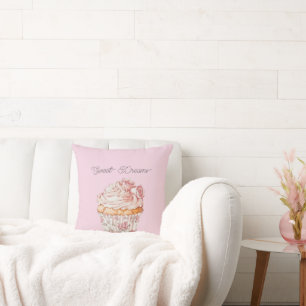 Zoete Dromen Roze Rozen Bloemige Cupcake Kussen