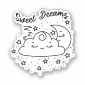 Zoete dromen slapende maan en wolk met sterren sticker (Voorkant)