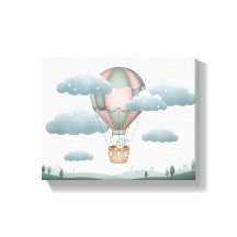 Zoete Dromen Stof Groen Beer Heteluchtballon Kunst