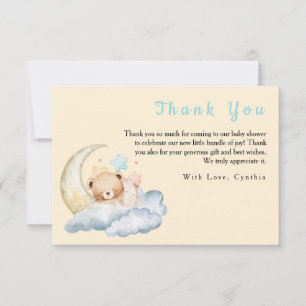 Zoete dromen teddybeer Jongen baby Shower Bedankkaart