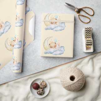 Zoete dromen teddybeer Jongens baby Shower  Cadeaupapier