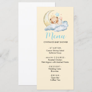 Zoete dromen teddybeer Jongens baby Shower Menu