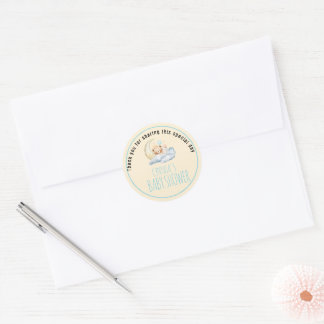 Zoete dromen teddybeer Jongens baby Shower  Ronde Sticker