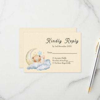 Zoete dromen teddybeer Jongens baby Shower RSVP Kaartje