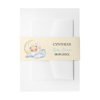 Zoete dromen teddybeer Jongens baby Shower  Uitnodigingen Wikkel