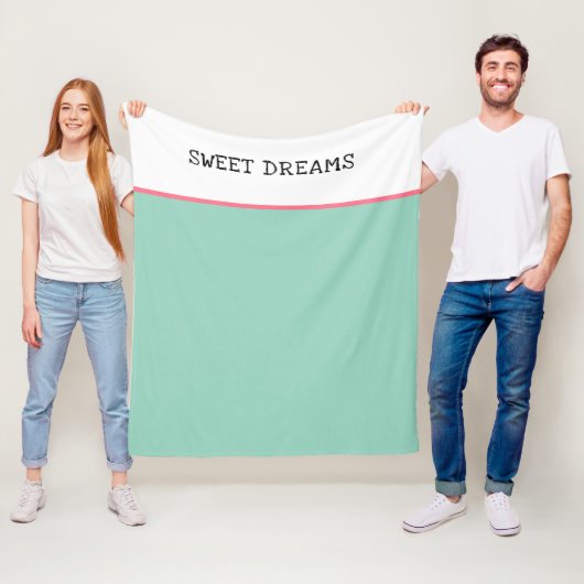 Zoete Droom Mint Groen en Roze  Fleece Deken (In situ)