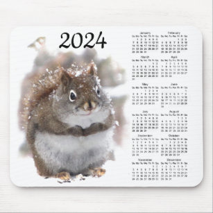 Zoete Eekhoorn 2024 Dierlijke Natuur Kalender Muismat