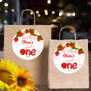 Zoete een aardbei verjaardag feestje gunst ronde sticker