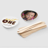 Zoete Eén Donut Eerste Verjaardag Foto Chocolade Handwaaier (Niet-gemonteerd)