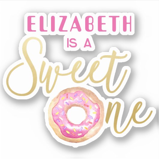 Zoete Eén Donut Eerste Verjaardag  Sticker (Voorkant)