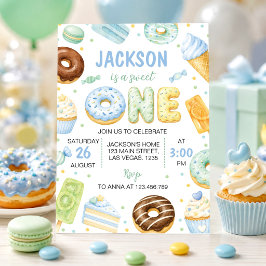 Zoete Eén Donut Kinderverjaardagsuitnodiging Kaart